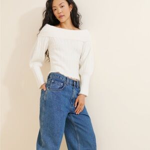 Anthropologie Pilcro Off-Shoulder Batwing Sweater Color: White XS NWT